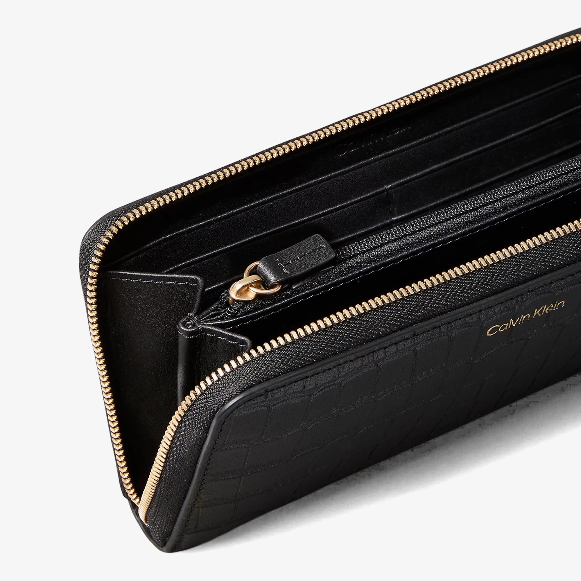 Calvin Klein Croc Long Zip Around Kadın Siyah Cüzdan