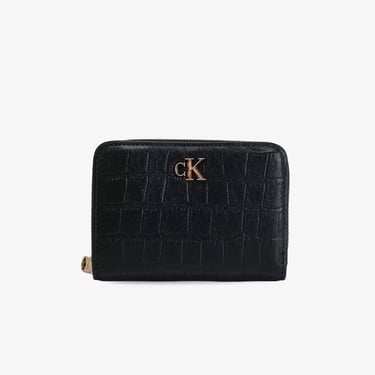  Calvin Klein Croc Medium Flap Zip Around Kadın Siyah Cüzdan