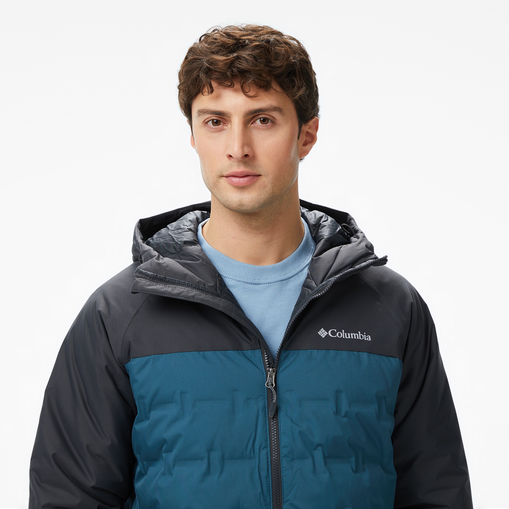 Columbia Grand Trek III Down Hooded Erkek Mavi Mont