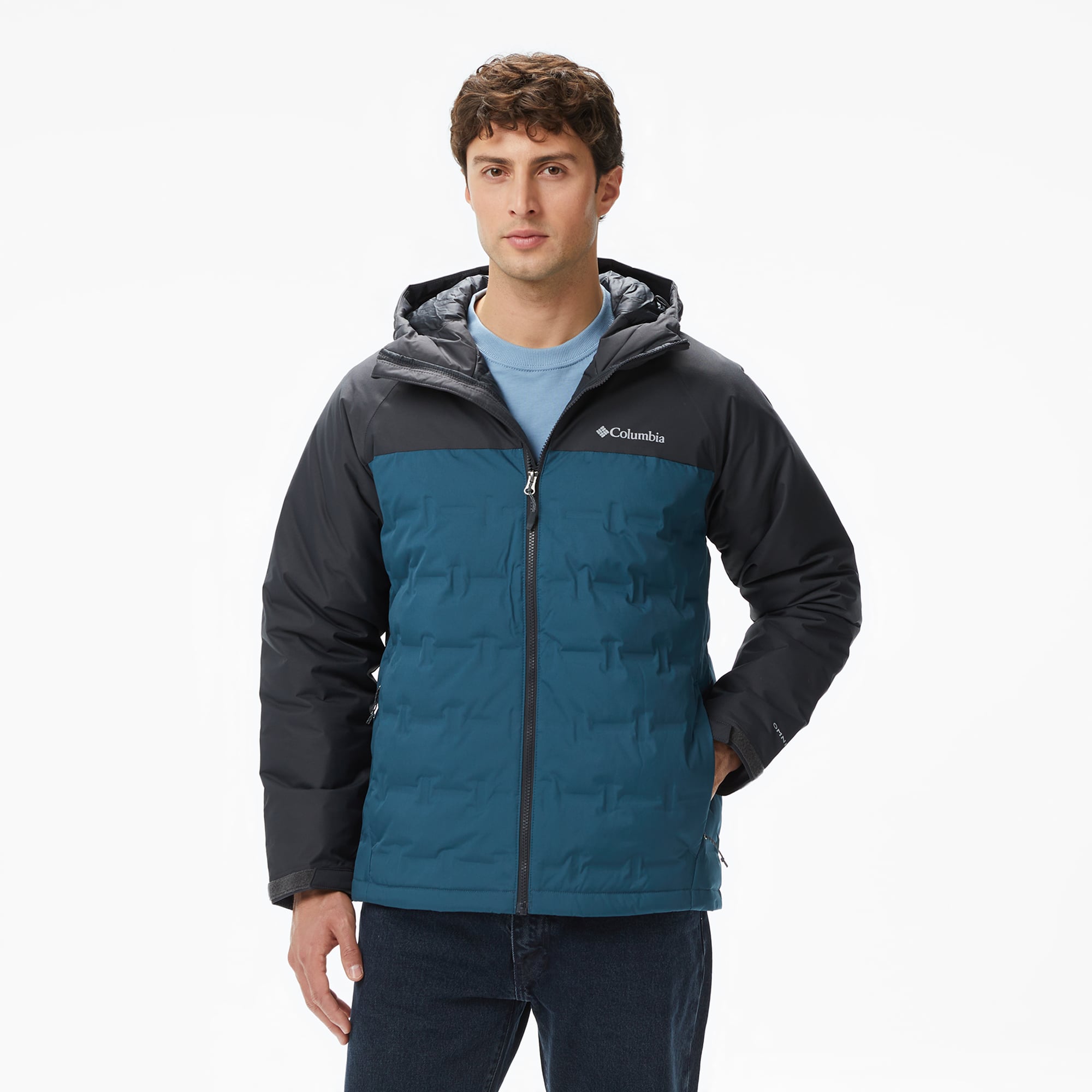  Columbia Grand Trek III Down Hooded Erkek Mavi Mont