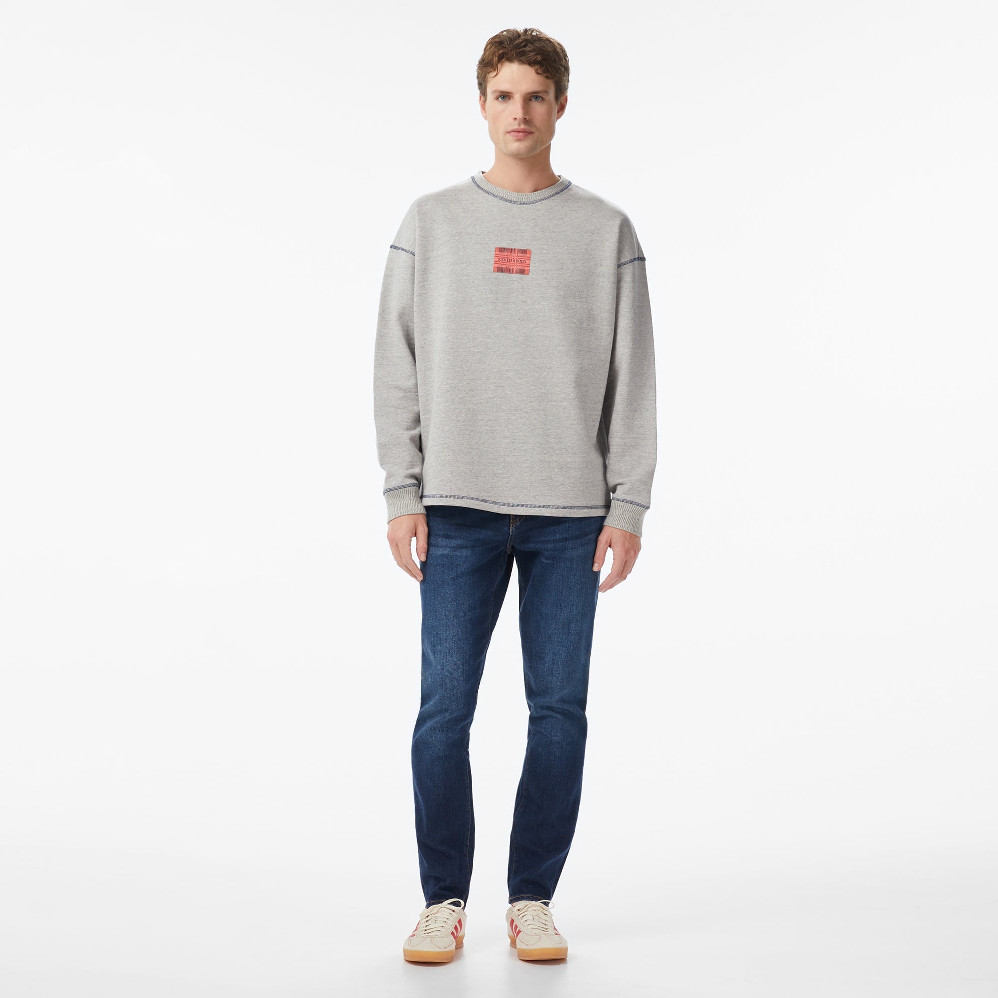 Scotch&Soda Loose Fit Label Erkek Gri Sweatshirt