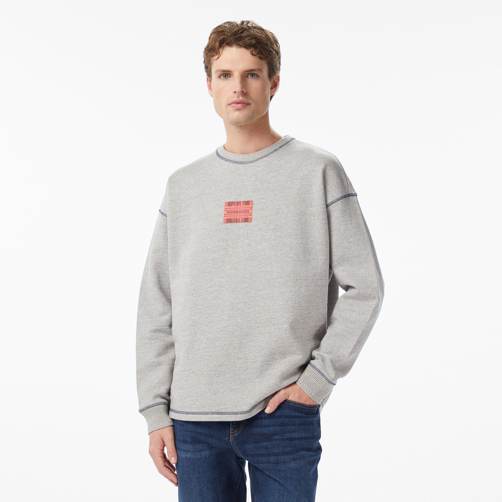 Scotch&Soda Loose Fit Label Erkek Gri Sweatshirt