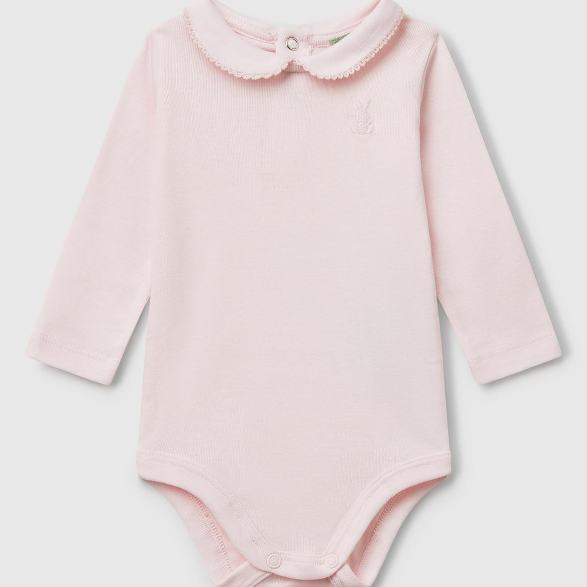 Bebek Pembe Önü Logo İşlemeli Çıtçıtlı Bebek Yaka Uzun Kollu Body