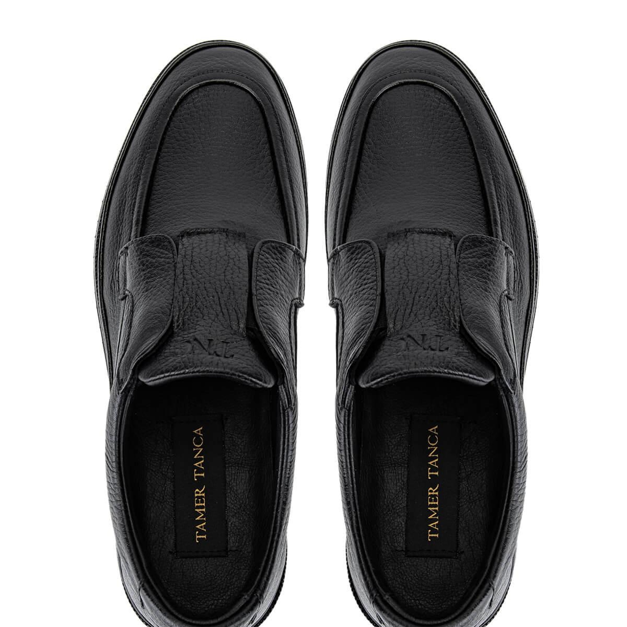 Tamer Tanca Erkek Hakiki Deri Siyah Floter Casual Ayakkabı