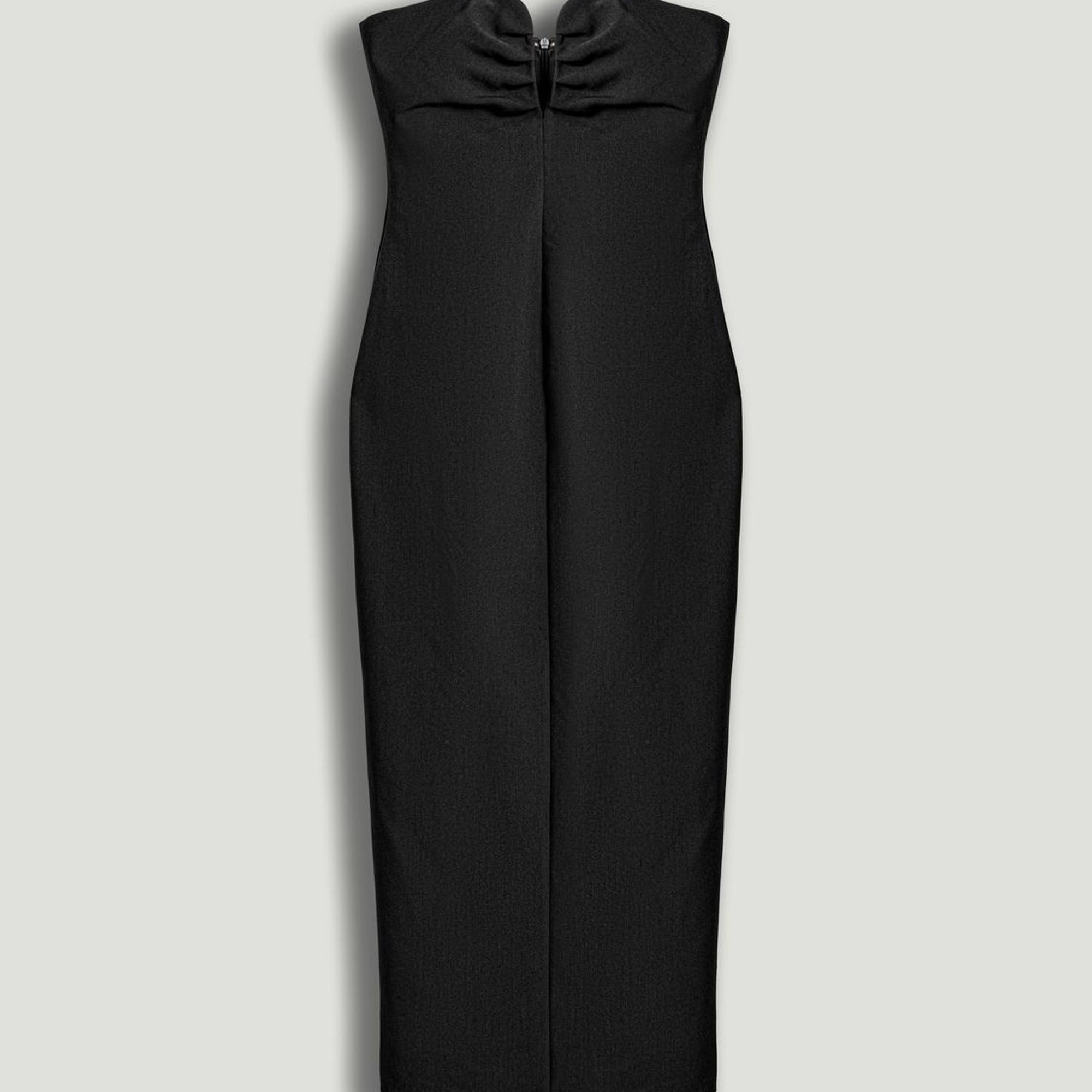 Straplez Kalp Yaka Midi Elbise