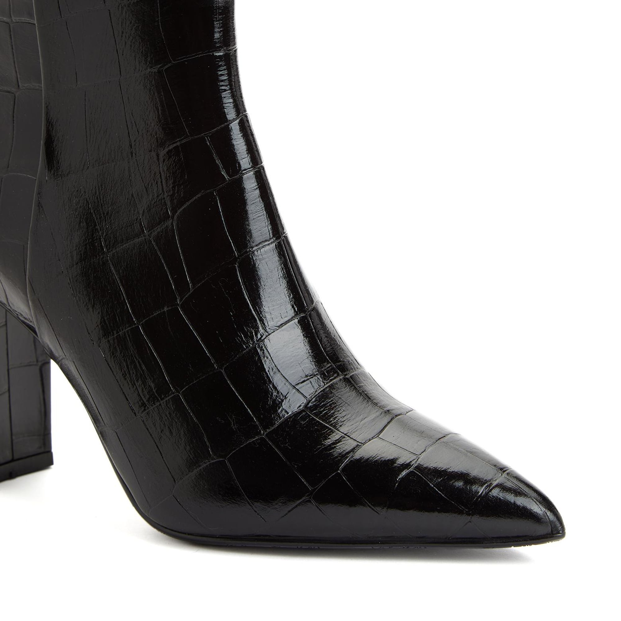 George Hogg Kadın Siyah Kroko Desenli Deri Çizme