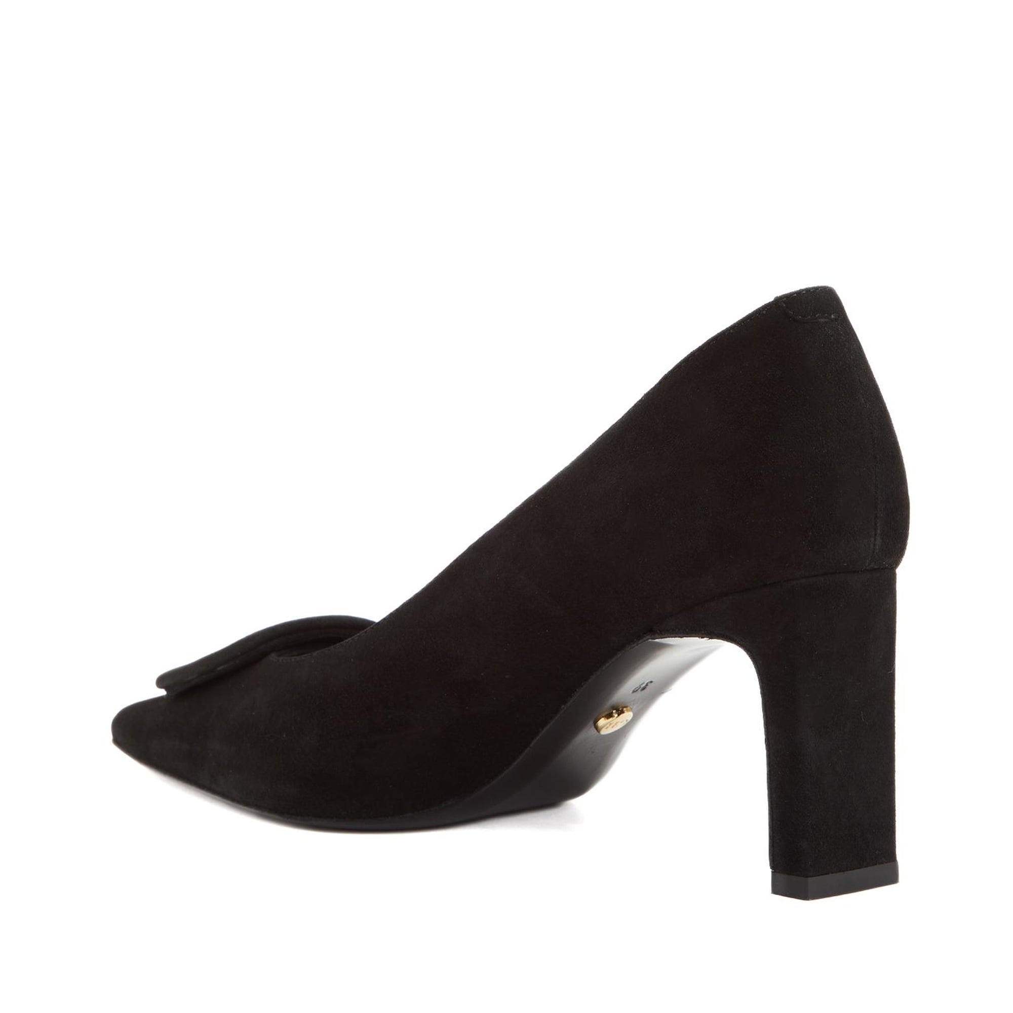 George Hogg Kadın Siyah Toka Detaylı Süet Topuklu Ayakkabı