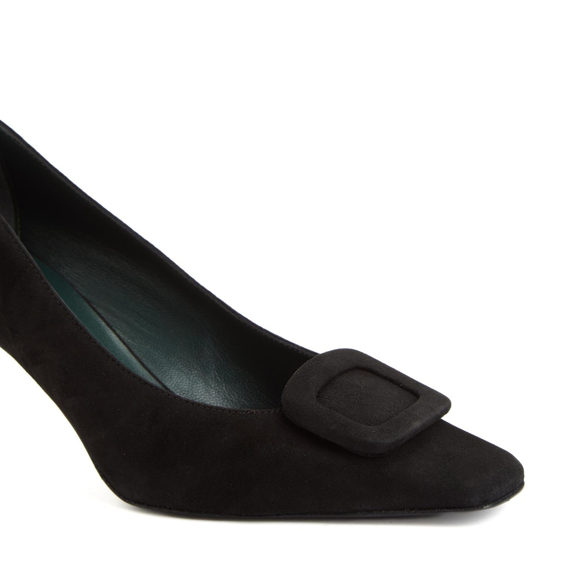 George Hogg Kadın Siyah Toka Detaylı Süet Topuklu Ayakkabı