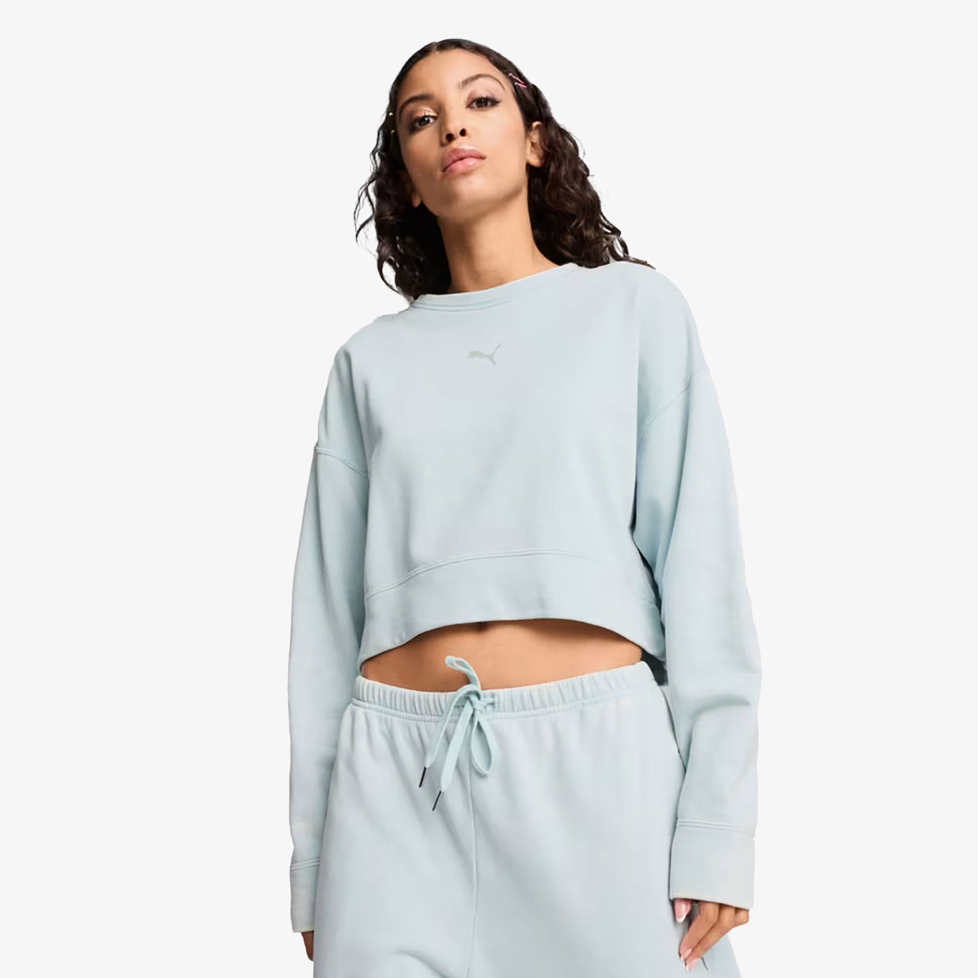 Puma Dare To Relaxed Washed Crew Kadın Mavi Sweatshirt