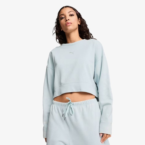  Puma Dare To Relaxed Washed Crew Kadın Mavi Sweatshirt