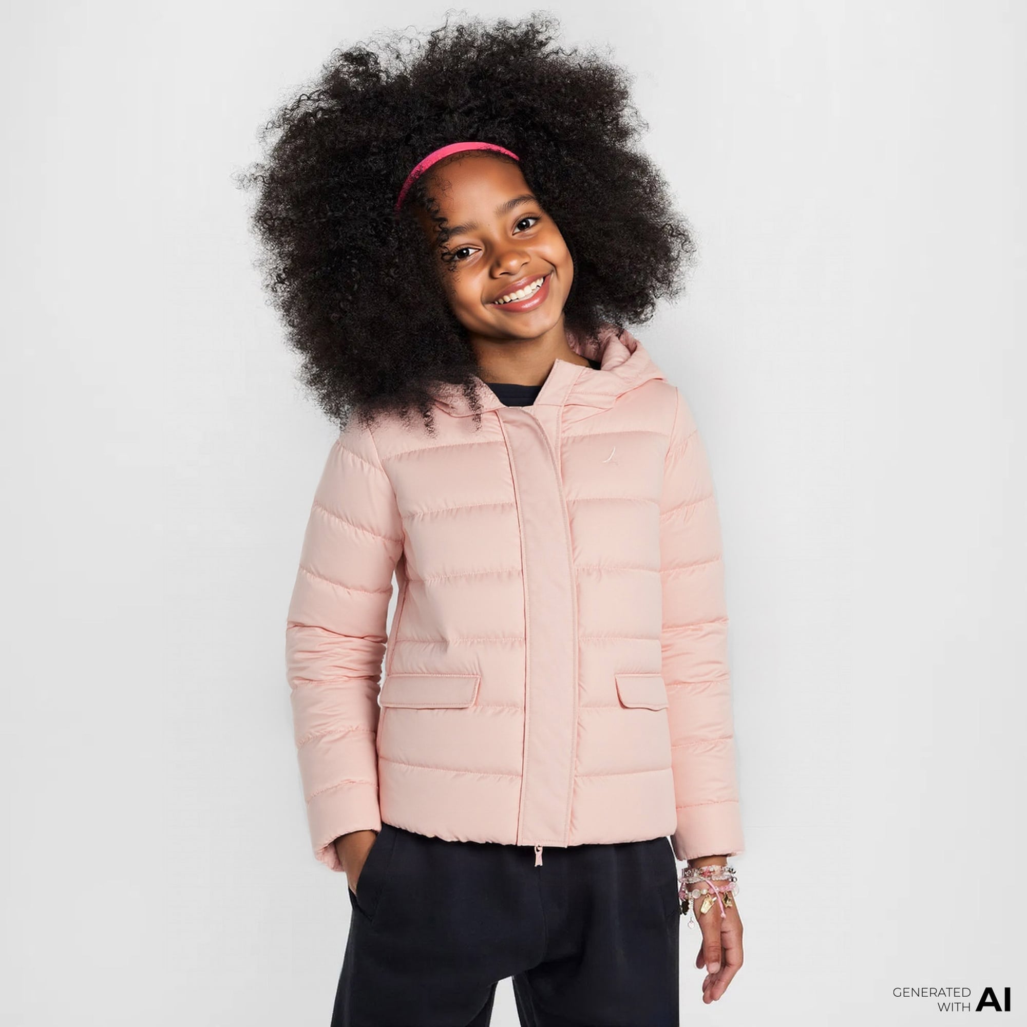 Nautica Kız Çocuk Pembe Kapüşonlu Mont