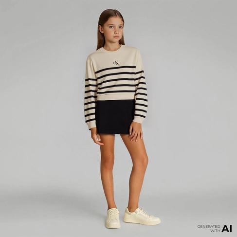  Calvin Klein Relaxed Terry Çocuk Beyaz Elbise