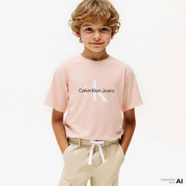  Calvin Klein Monogram Çocuk Pembe T-Shirt
