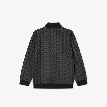  Çocuk Fermuarlı Monogram Siyah Sweatshirt