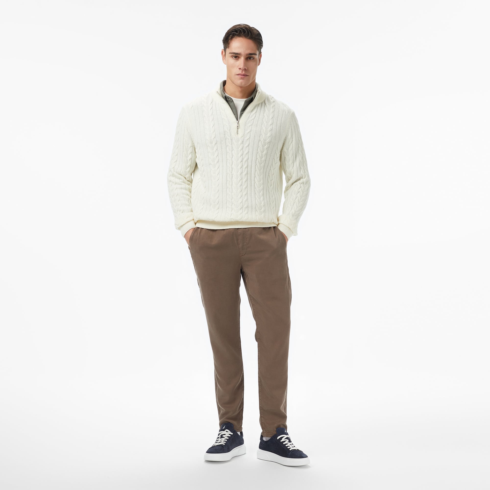 Nautica Erkek Krem Classic Fit Kazak