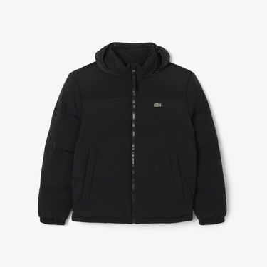  Erkek Relaxed Fit Kapüşonlu Siyah Mont