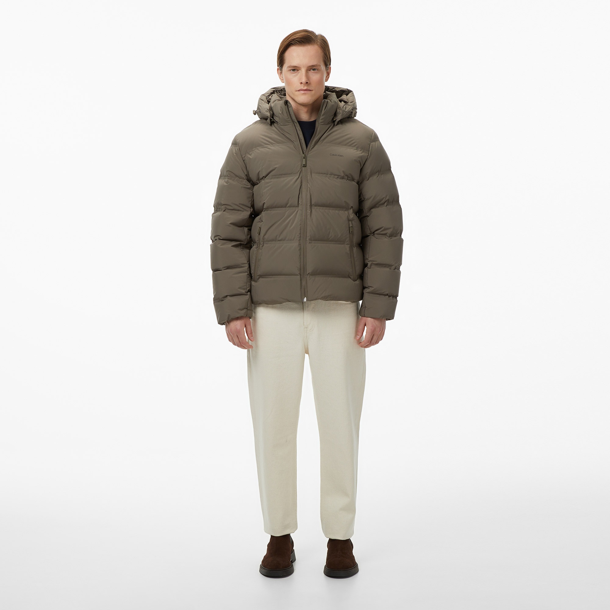 Calvin Klein Quilted Bonded Channel Erkek Gri Ceket