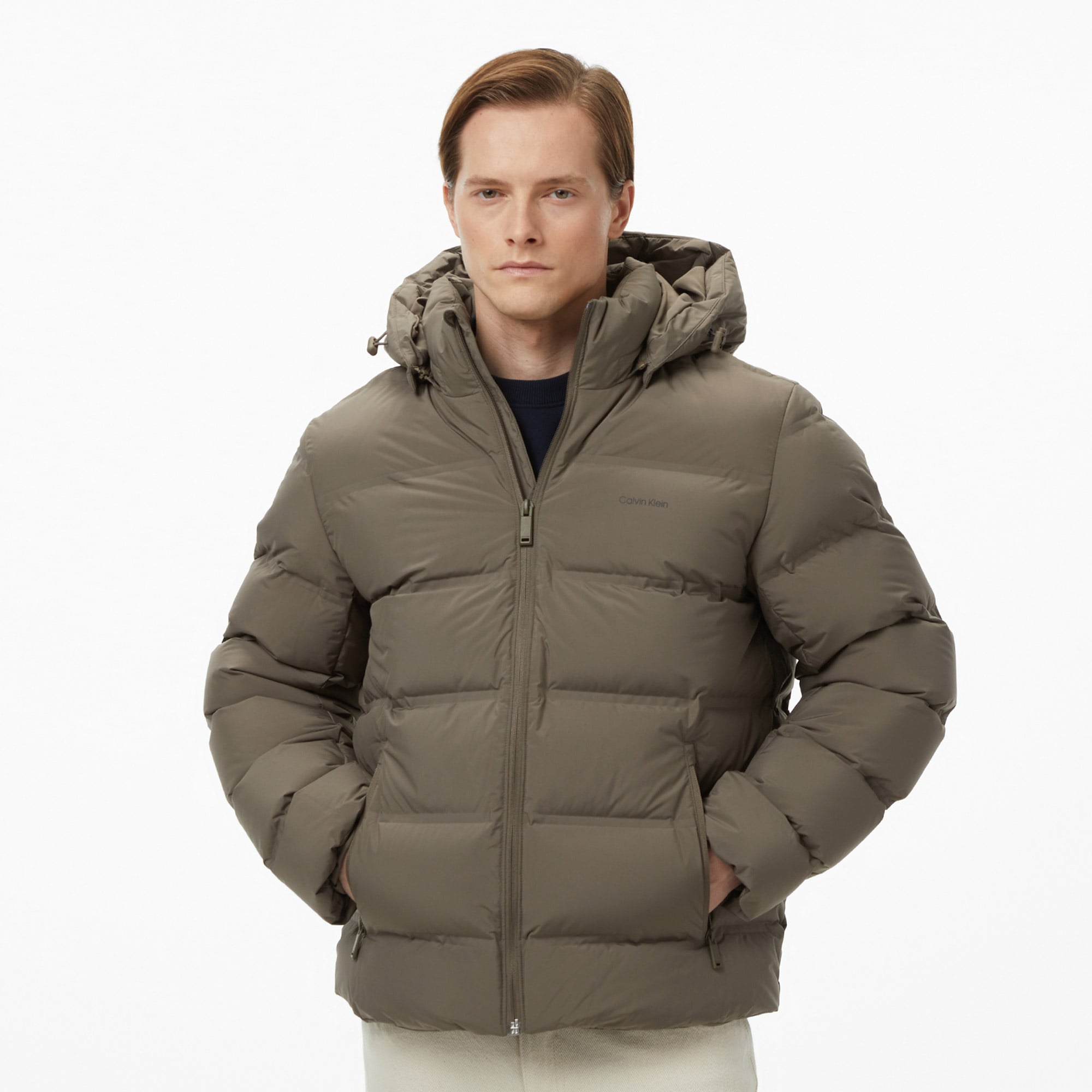  Calvin Klein Quilted Bonded Channel Erkek Gri Mont