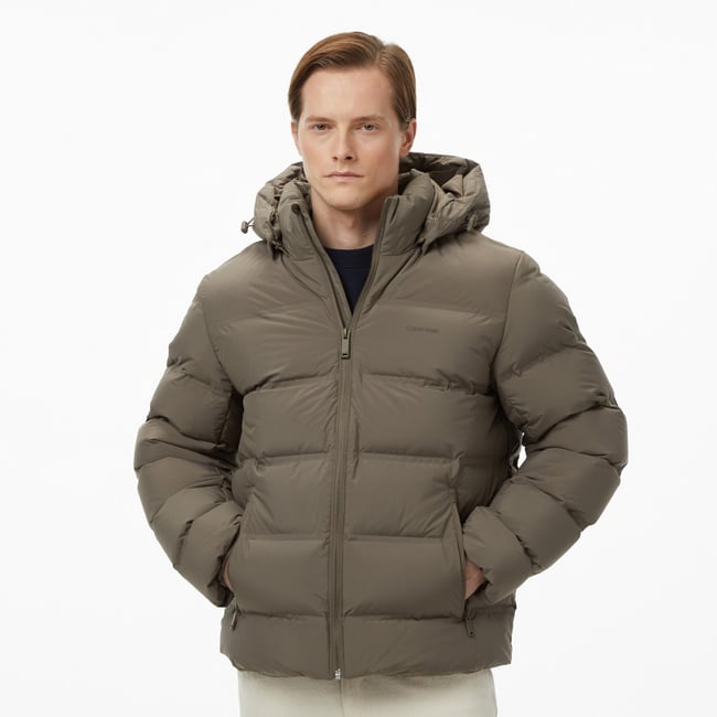  Calvin Klein Quilted Bonded Channel Erkek Gri Mont