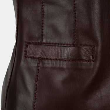  Kadın Koyu Kahve Deri Yelek