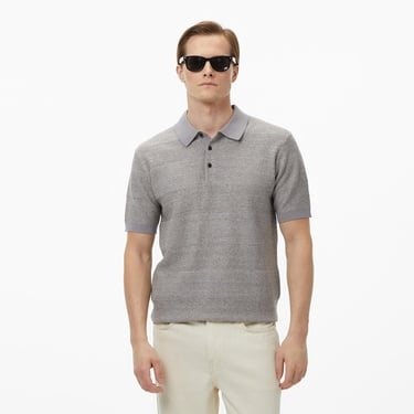  Scotch&Soda Knitted Tone On Tone Striped Regular Fit Erkek Gri Polo