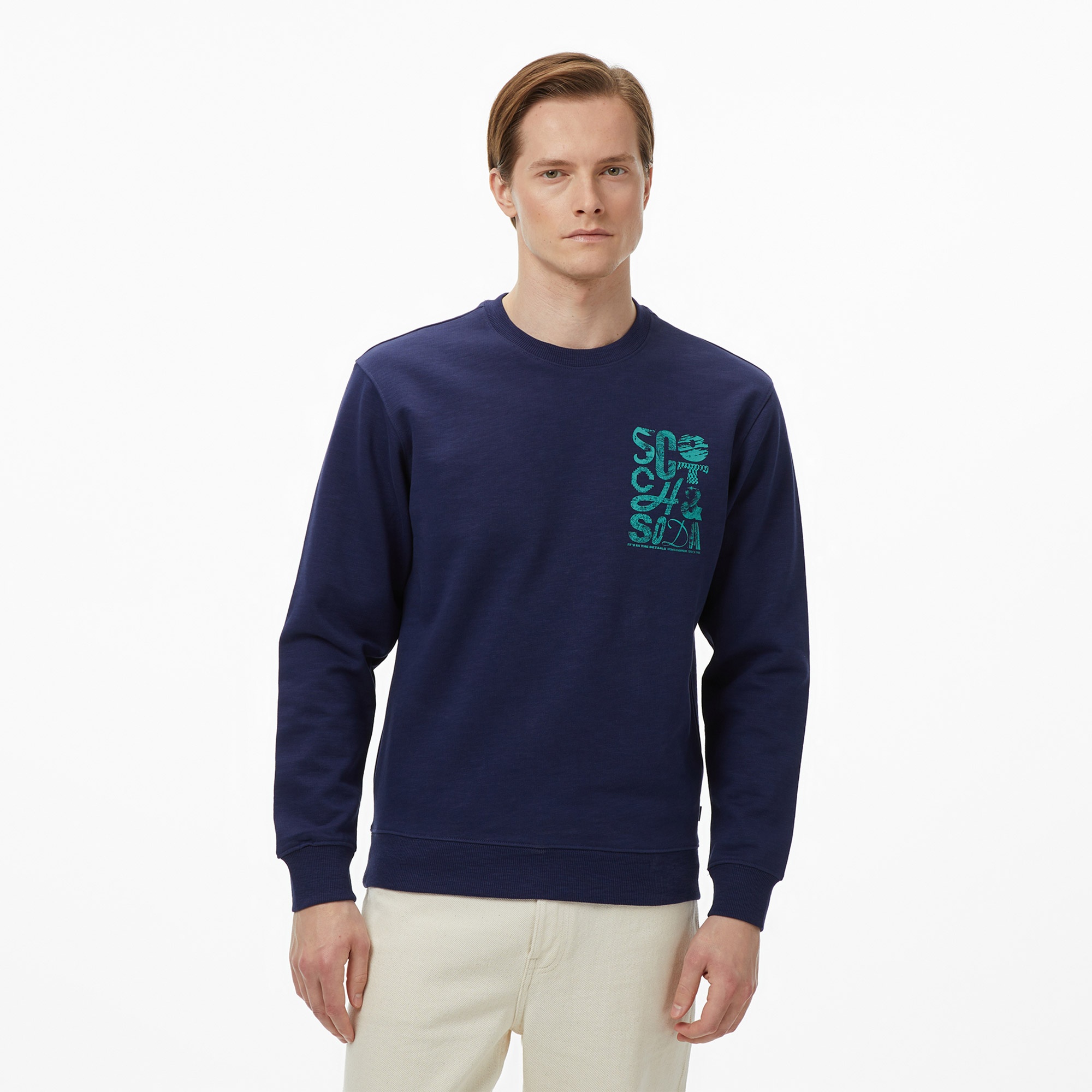 Scotch&Soda Left Chest Logo Erkek Lacivert Sweatshirt