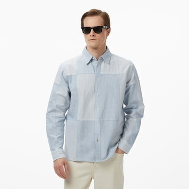  Scotch&Soda Patchwork Relaxed-Fit Oxford Erkek Lacivert Gömlek