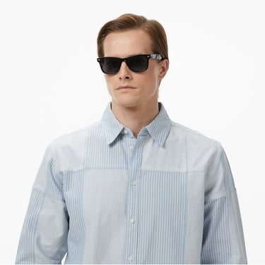  Scotch&Soda Patchwork Relaxed-Fit Oxford Erkek Lacivert Gömlek