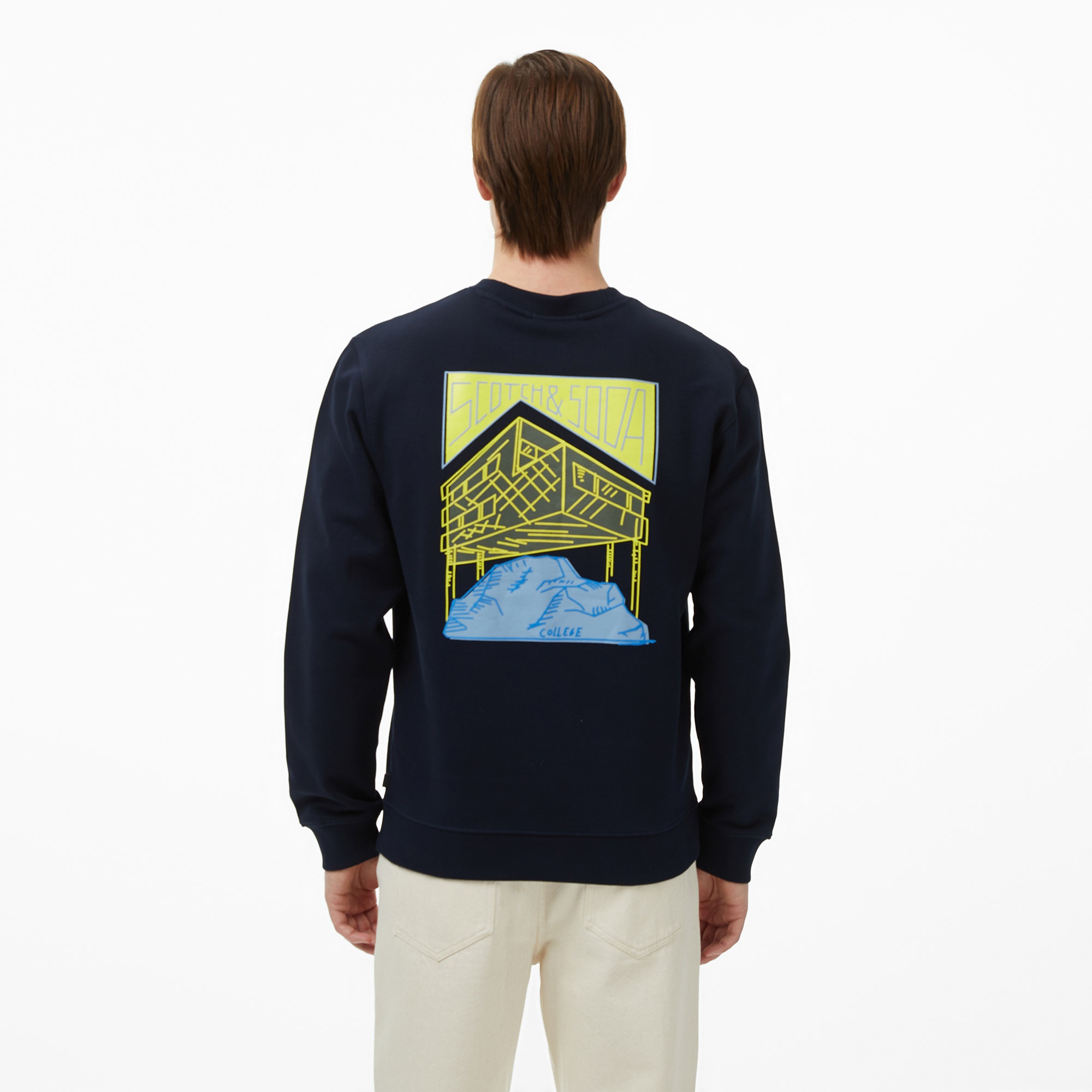 Scotch&Soda Front + Back Artwork Erkek Lacivert Sweatshirt