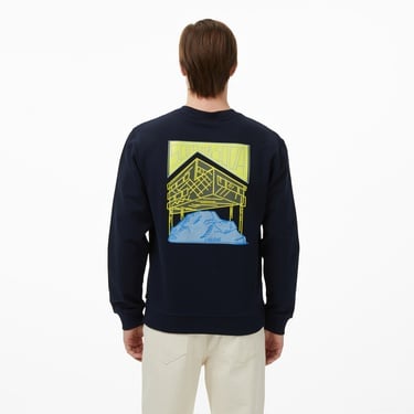  Scotch&Soda Front + Back Artwork Erkek Lacivert Sweatshirt