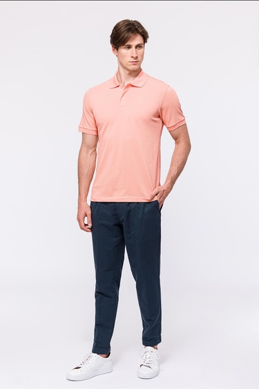  Erkek Pembe Kısa Kollu Polo Yaka T-Shirt