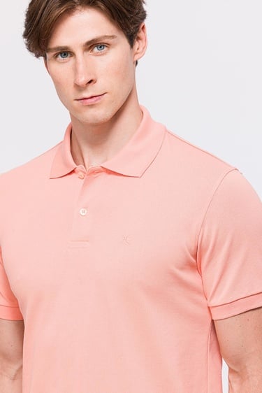  Erkek Pembe Kısa Kollu Polo Yaka T-Shirt