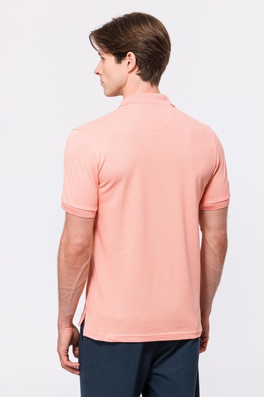  Erkek Pembe Kısa Kollu Polo Yaka T-Shirt