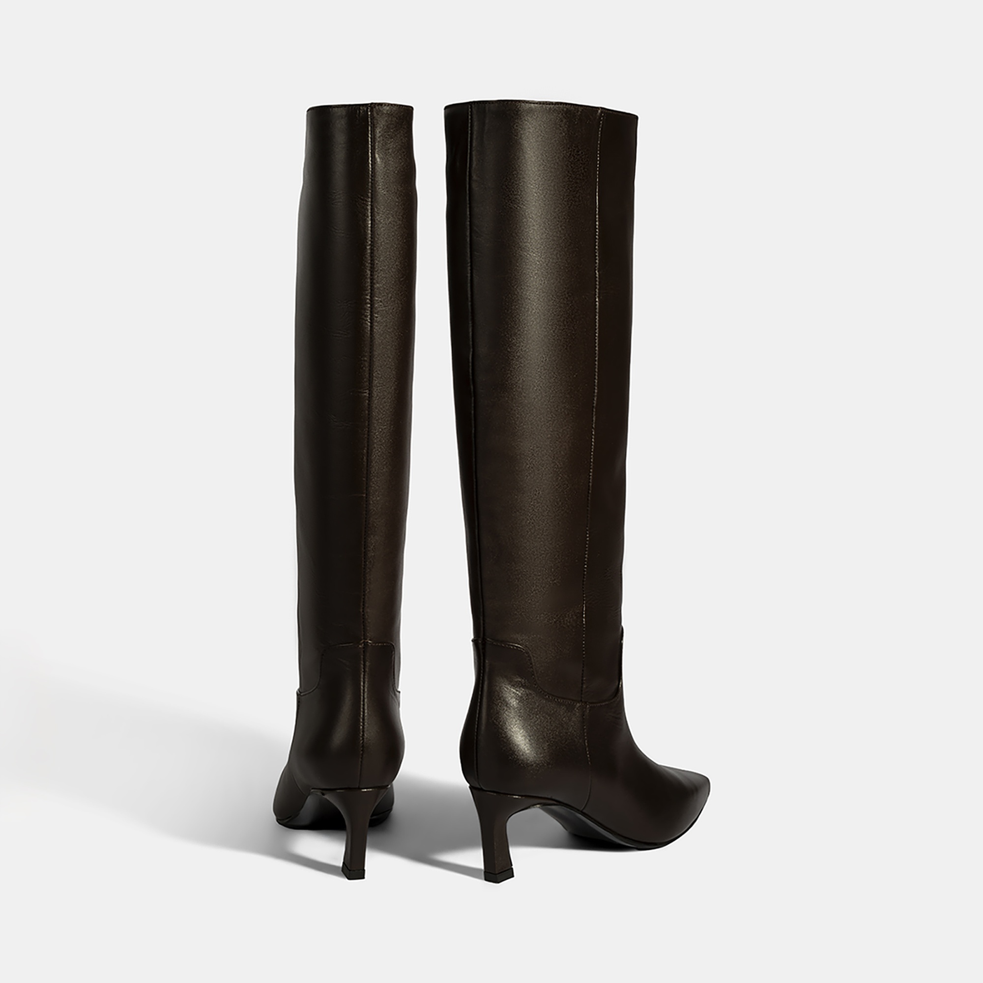 Kadın Kahve Topuklu Deri Çizme