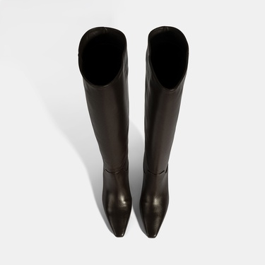  Kadın Kahve Topuklu Deri Çizme