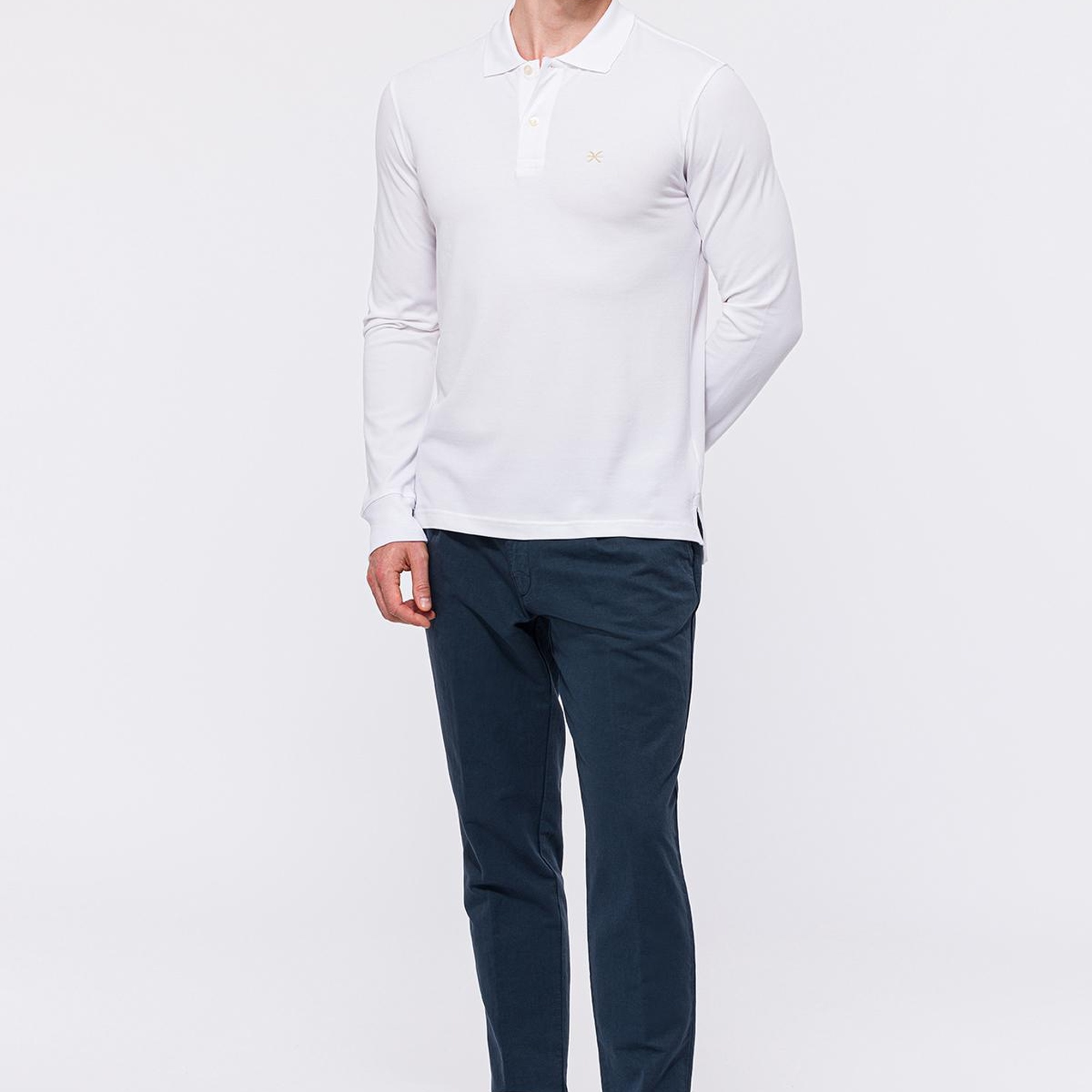 Erkek Beyaz Uzun Kollu Polo Yaka T-Shirt