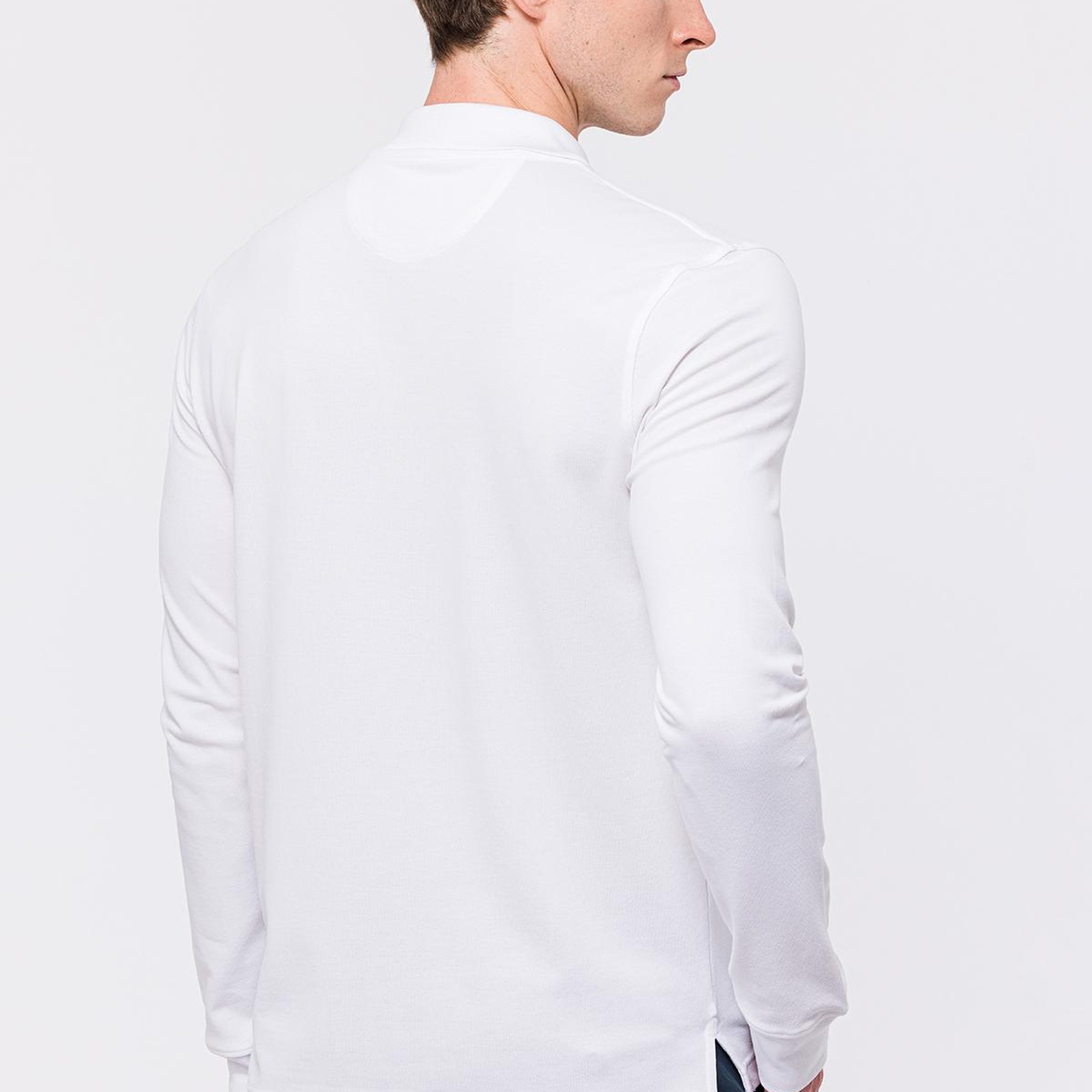 Erkek Beyaz Uzun Kollu Polo Yaka T-Shirt