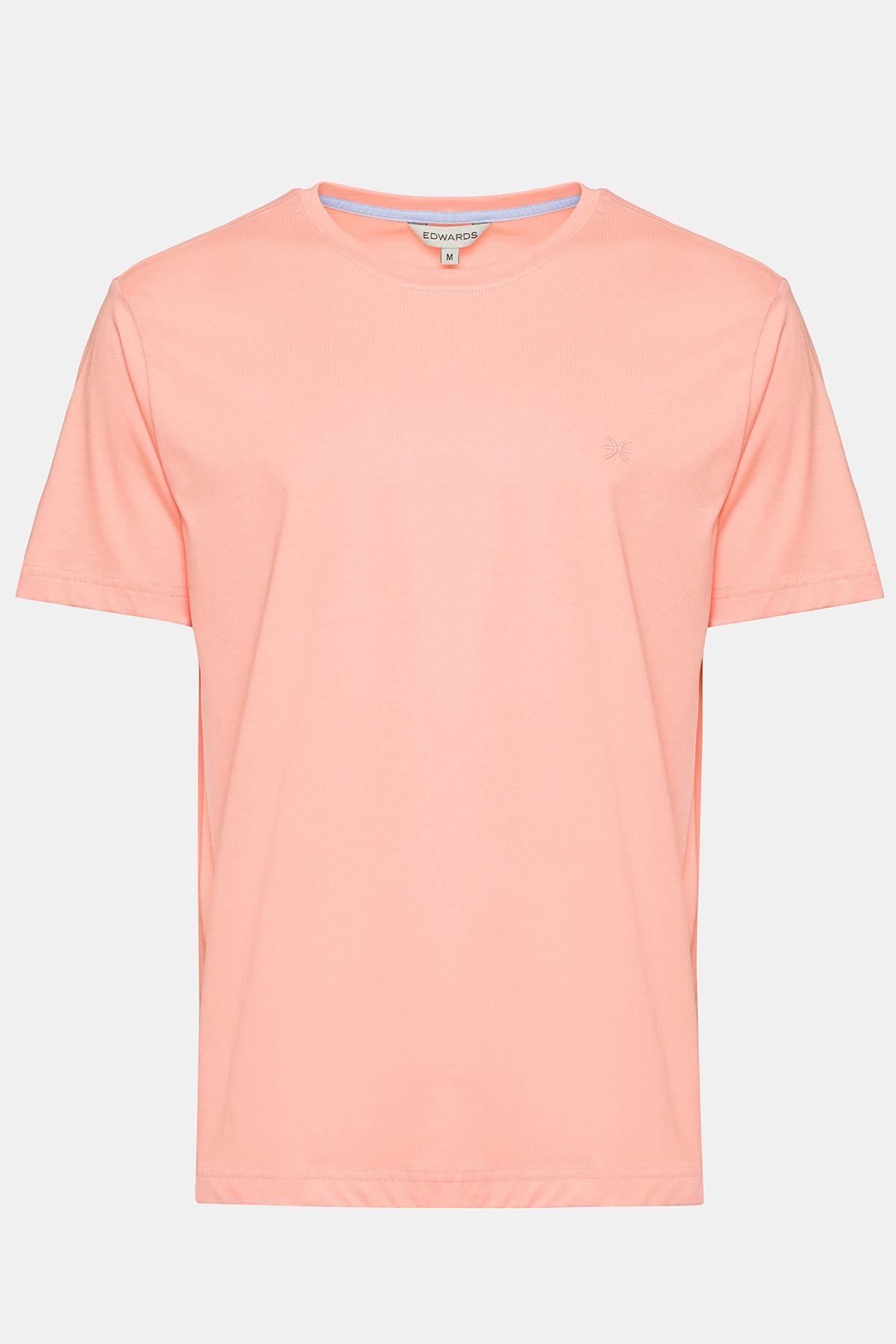  Erkek Pembe Organik Pamuklu Bisiklet Yaka T-Shirt