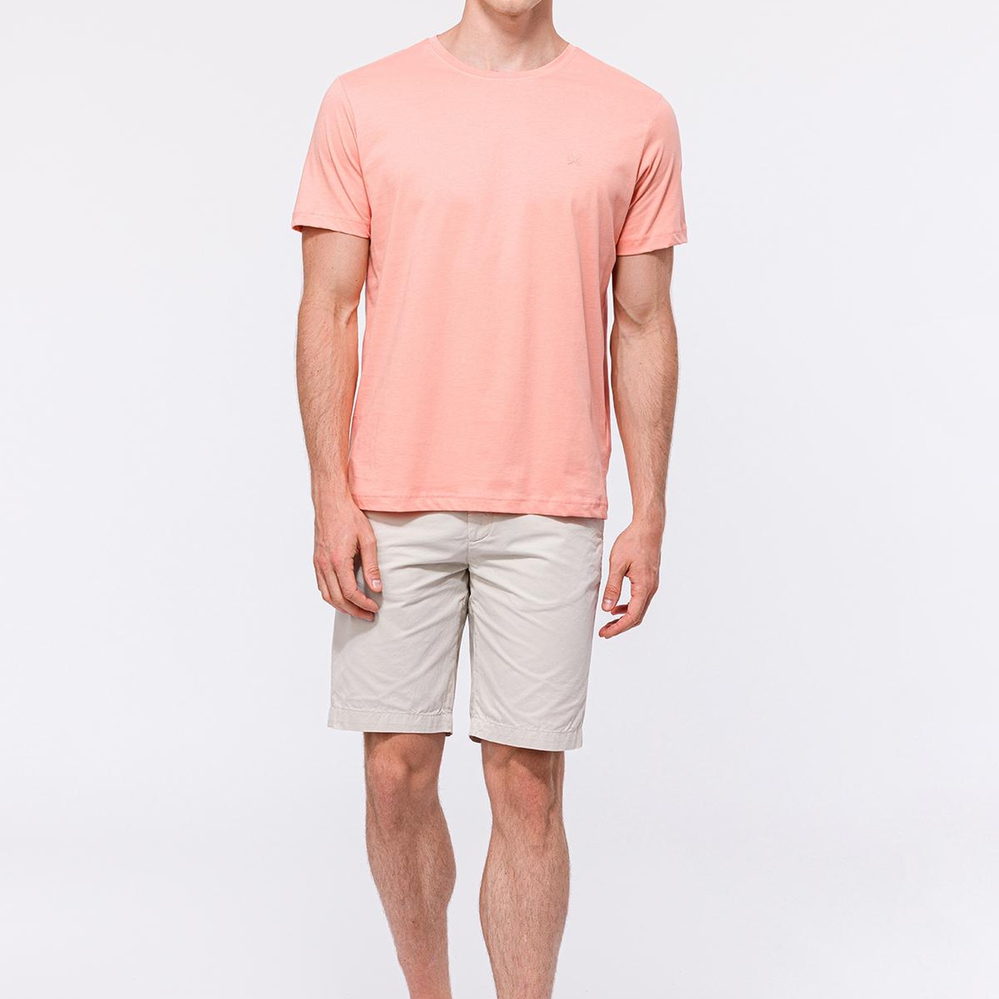 Erkek Pembe Organik Pamuklu Bisiklet Yaka T-Shirt