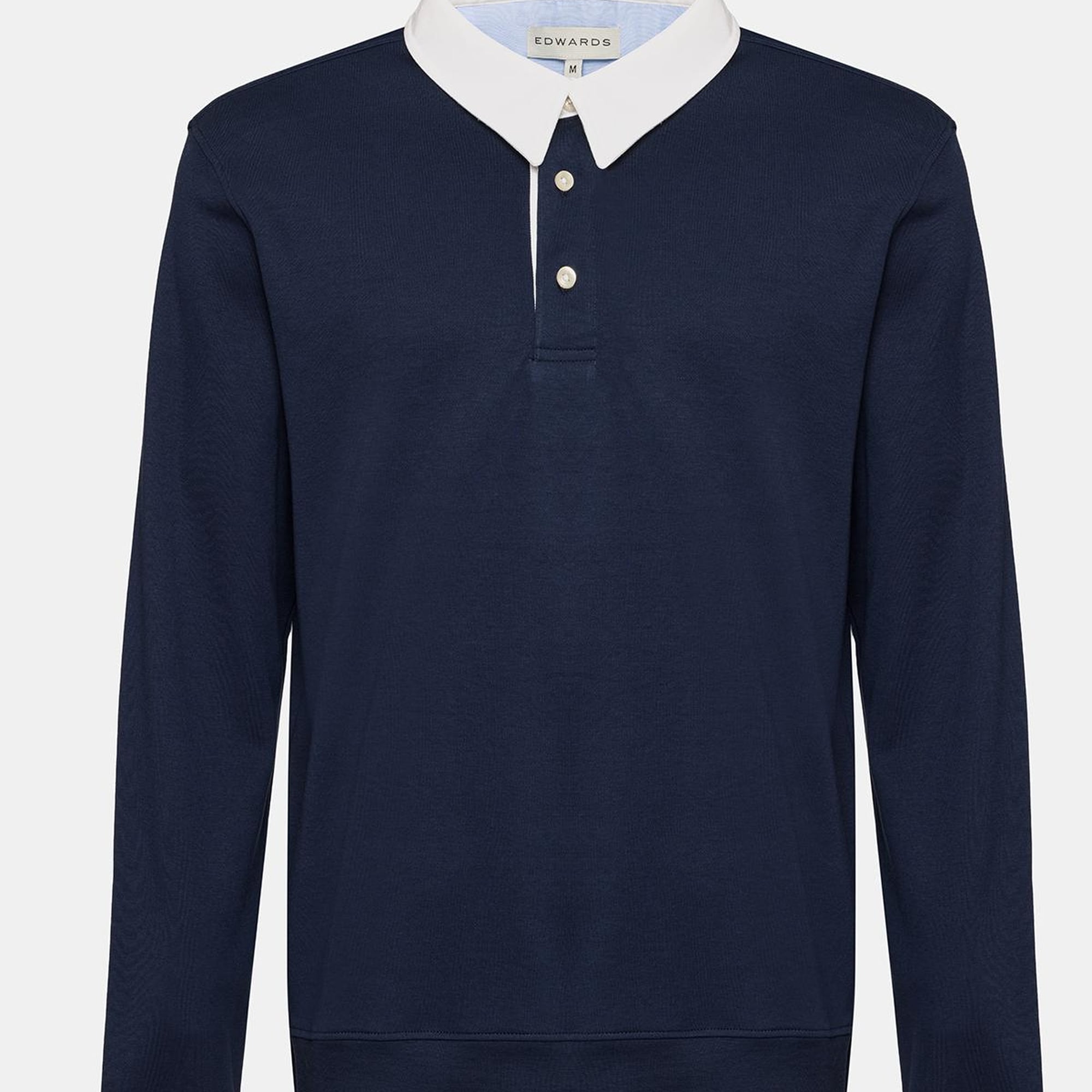 Erkek Lacivert Polo Yaka Organik Pamuklu Rugby Sweatshirt