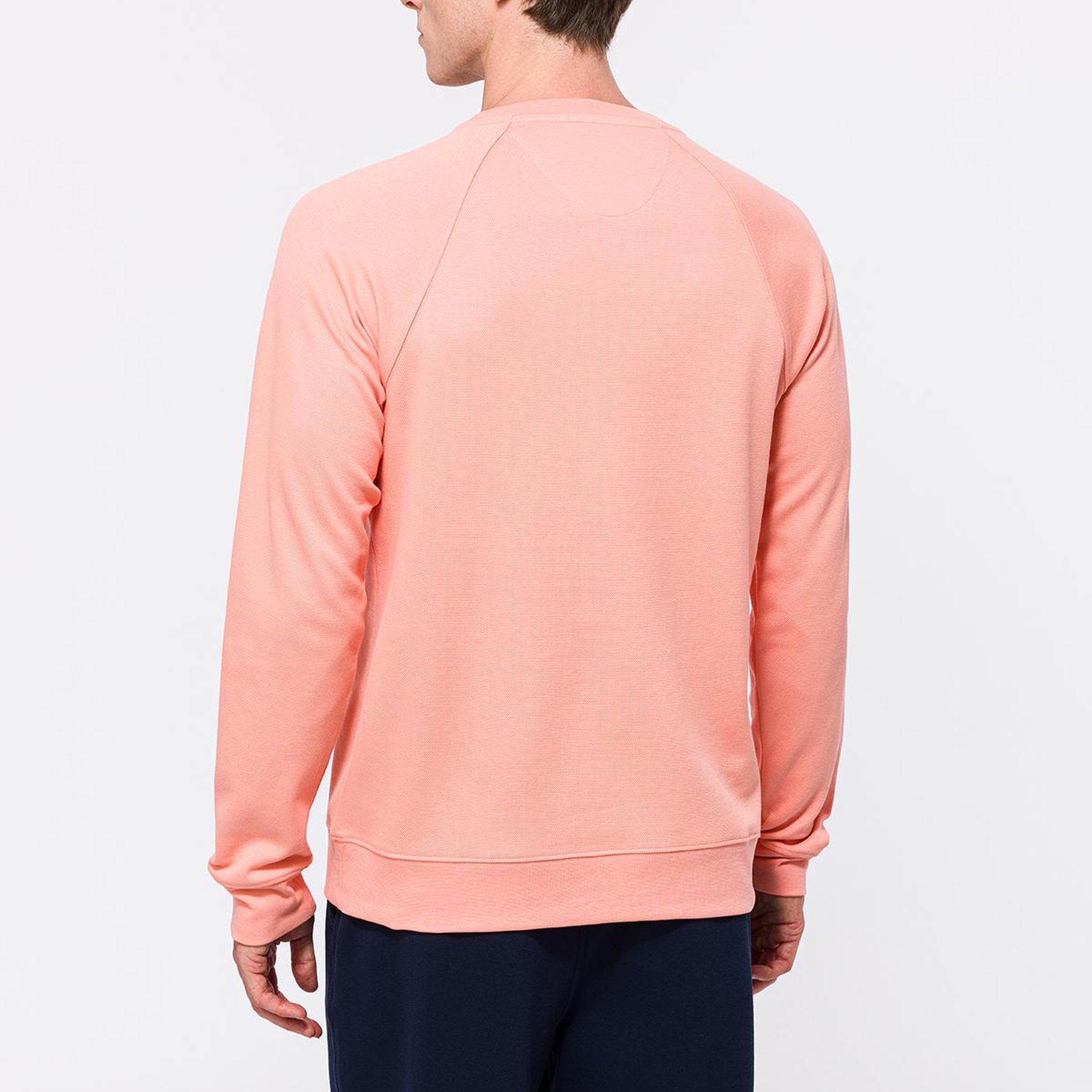 Erkek Pembe Bisiklet Yaka Organik Pamuklu Sweatshirt