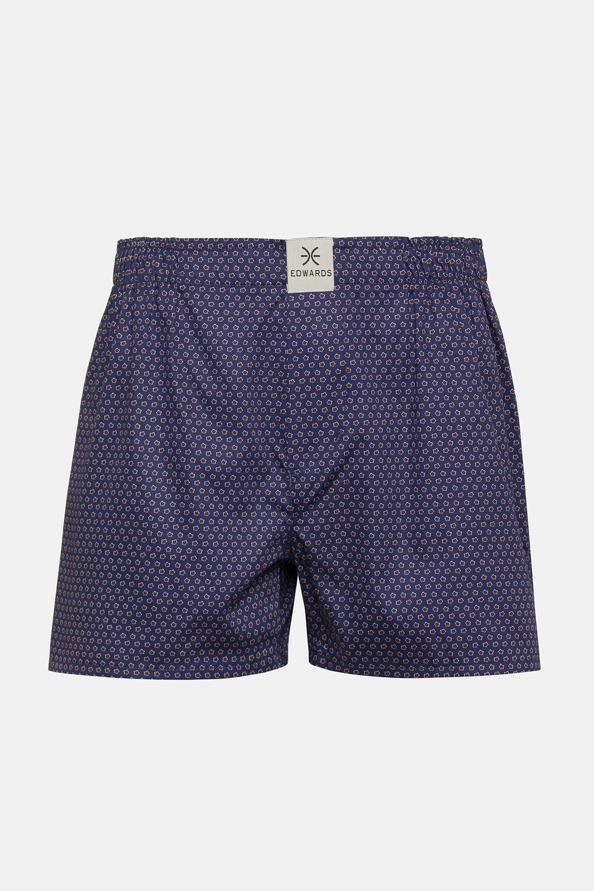  Erkek Lacivert Desenli Dokuma Boxer