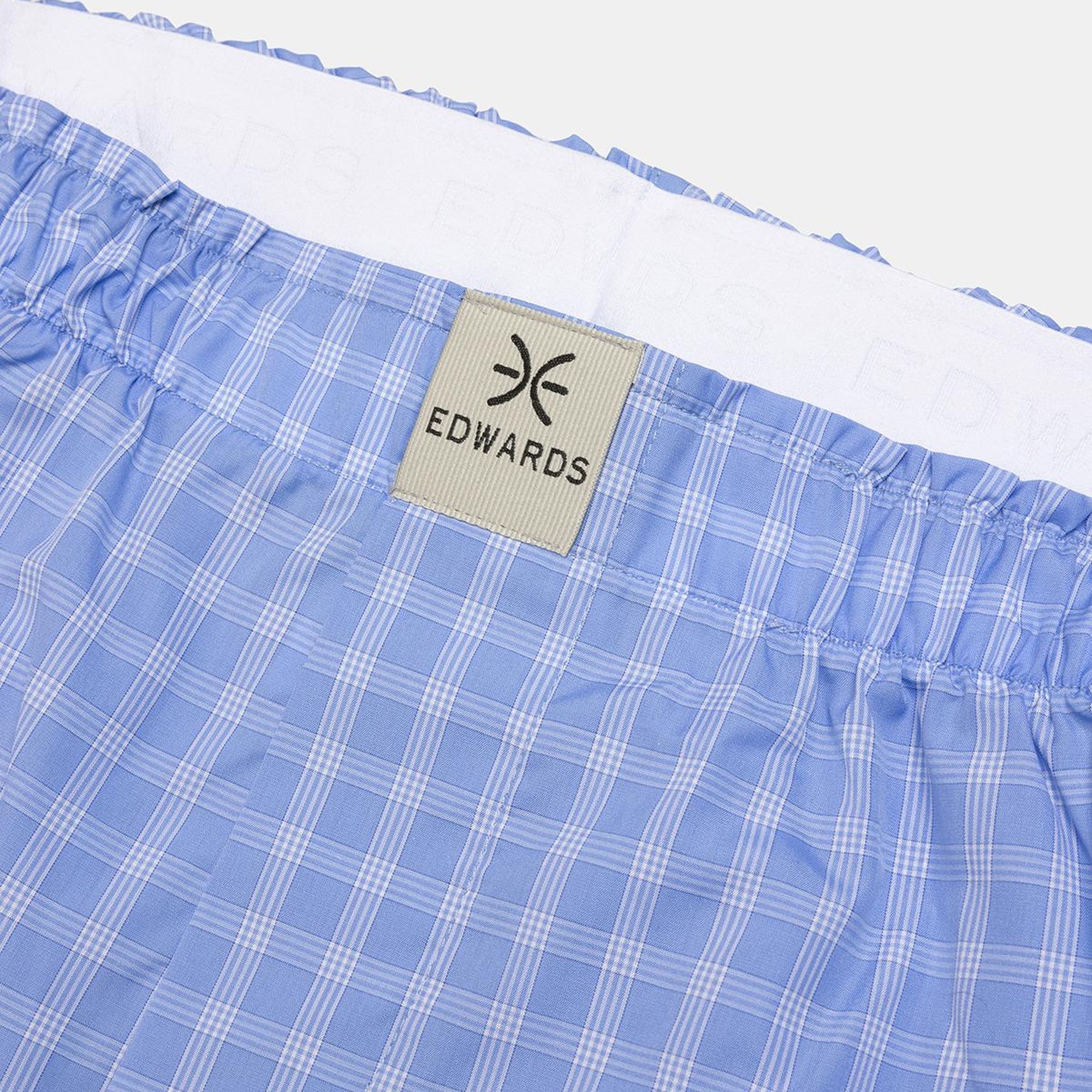 Erkek Mavi Ekoseli Dokuma Boxer