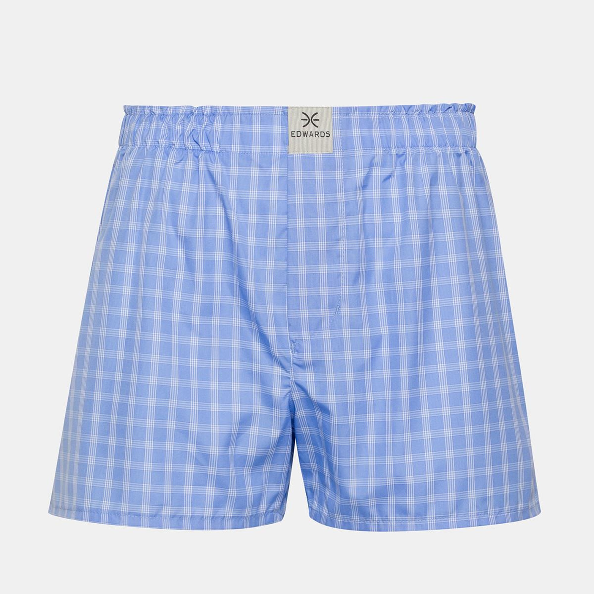 Erkek Mavi Ekoseli Dokuma Boxer