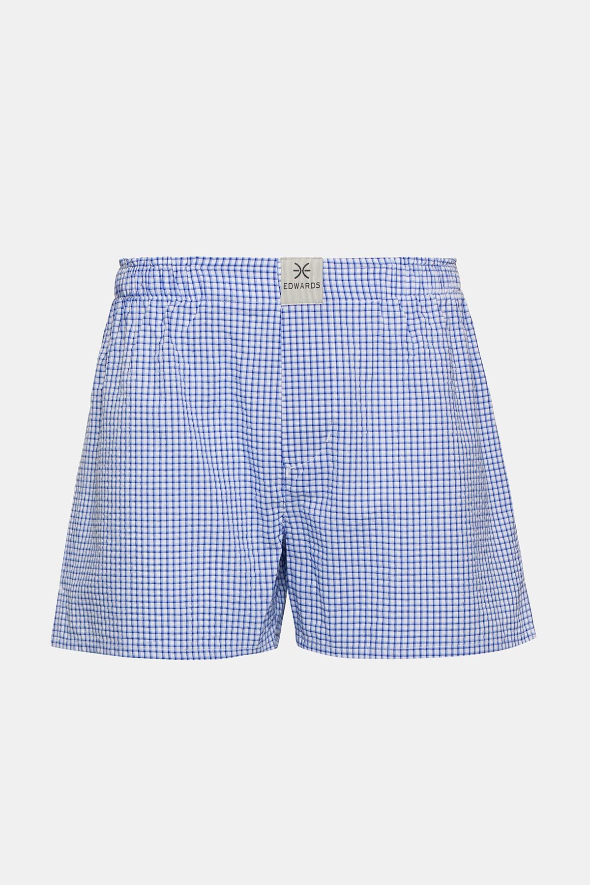  Erkek Mavi Pötikare Dokuma Boxer