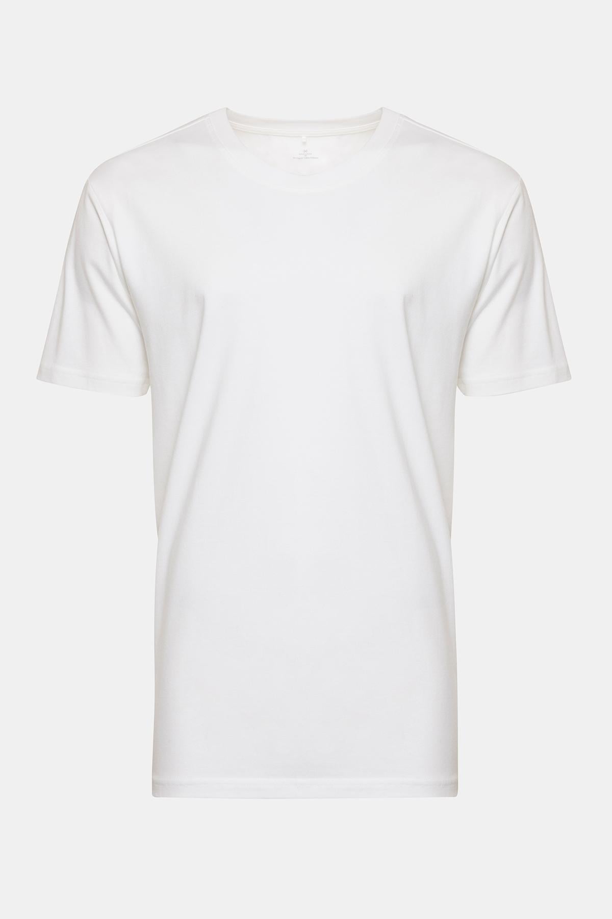  Erkek Beyaz Organik Pamuklu Düz Renk Likralı Fanila