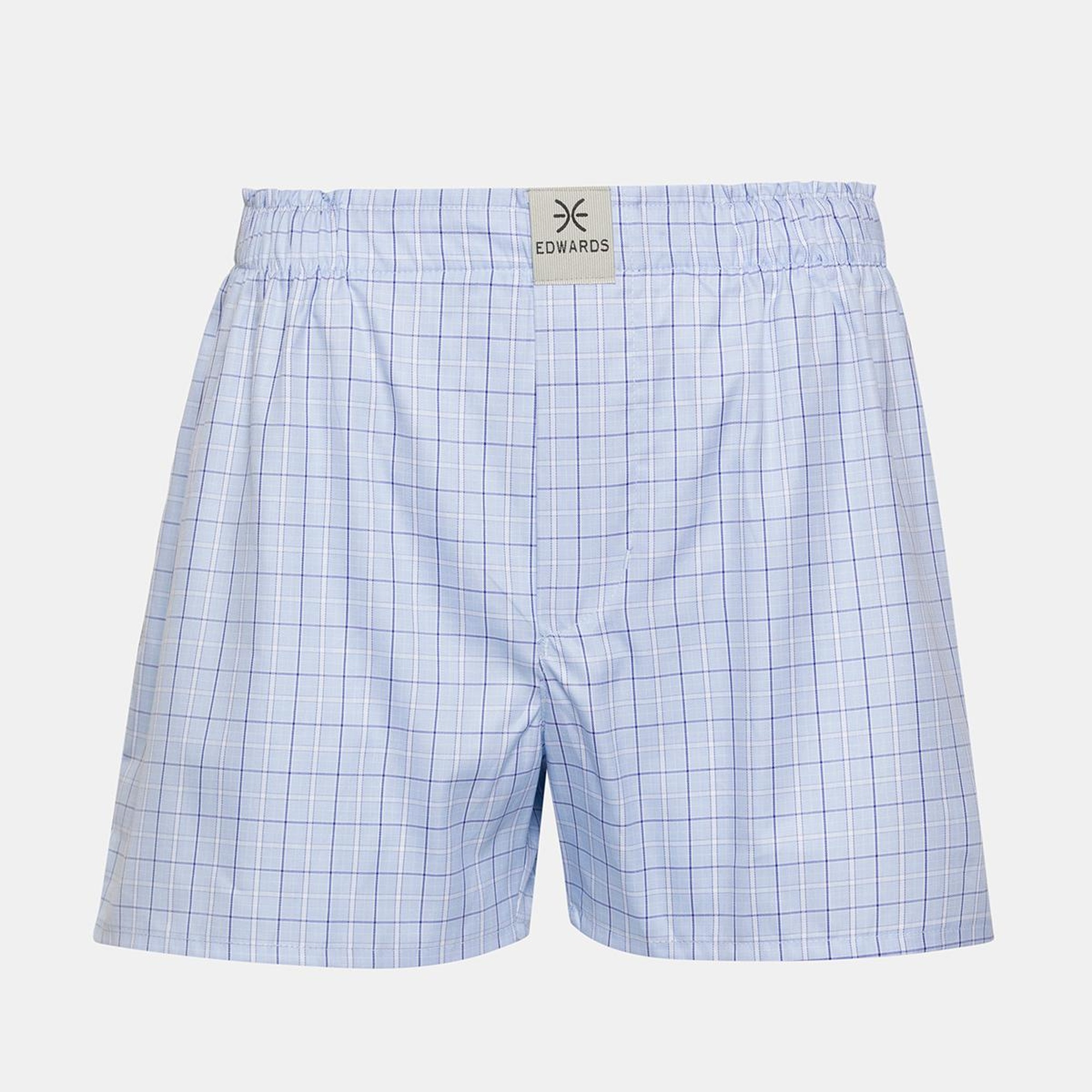 Erkek Açık Mavi Ekoseli Dokuma Boxer