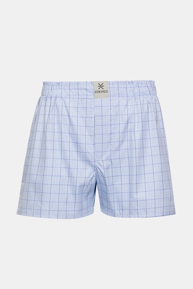  Erkek Açık Mavi Ekoseli Dokuma Boxer
