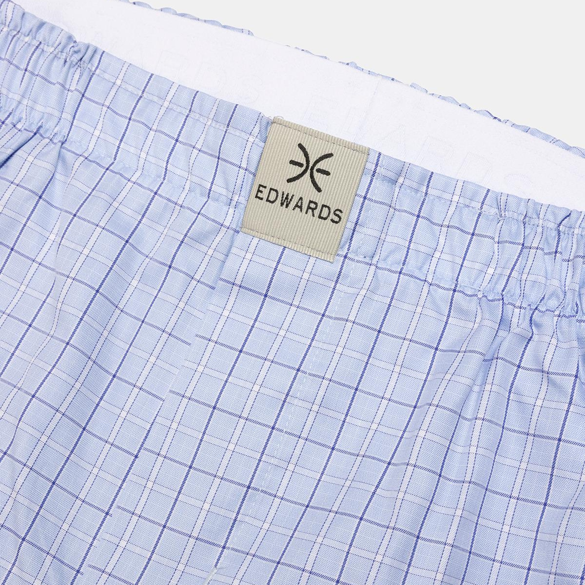 Erkek Açık Mavi Ekoseli Dokuma Boxer