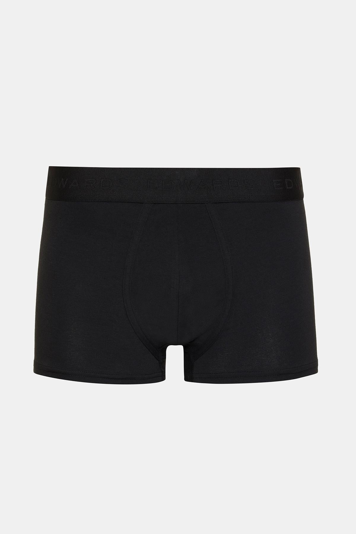  Erkek Siyah Organik Pamuklu Düz Renk Likralı Boxer 2'li Paket Siyah&Beyaz